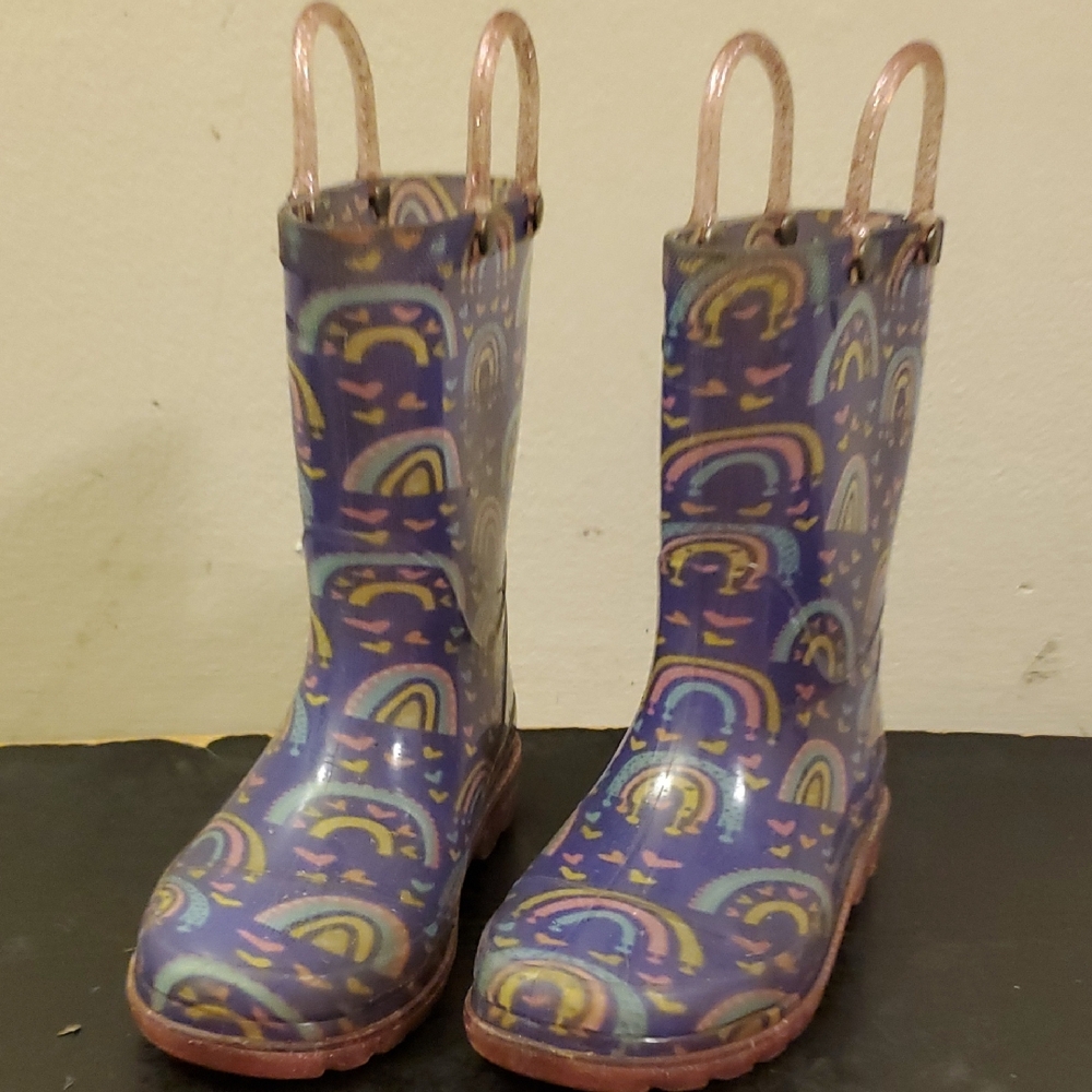 Colorful Rainbow Patterned Rain Boots